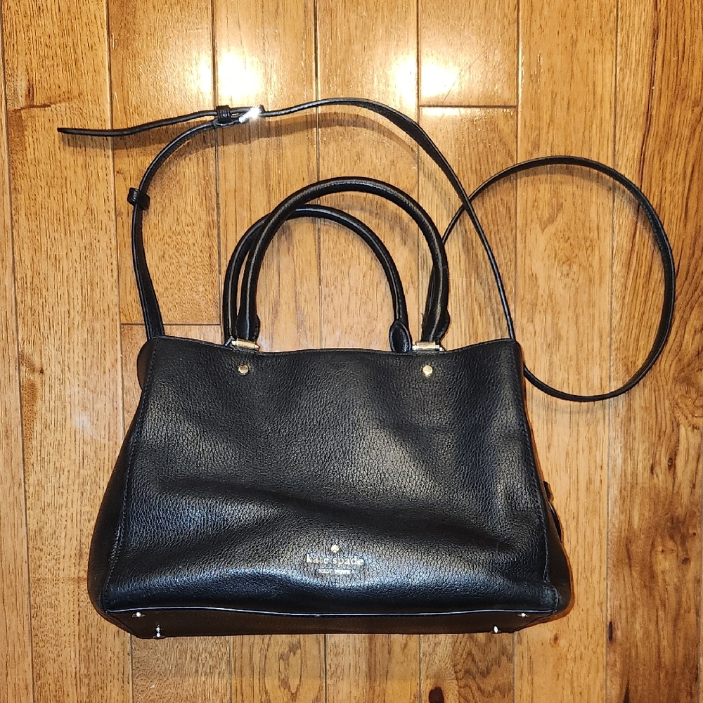 Kate Spade New York Black Leather Satchel Crossbody Bag